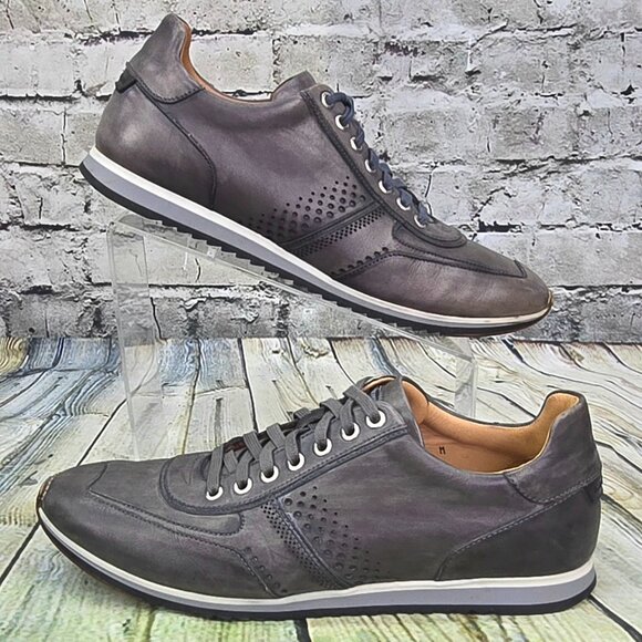 Magnanni Cristian Sneakers Men\'s 9 M Gray Leather Lace-Up Shoes 15745 Casual main image 8